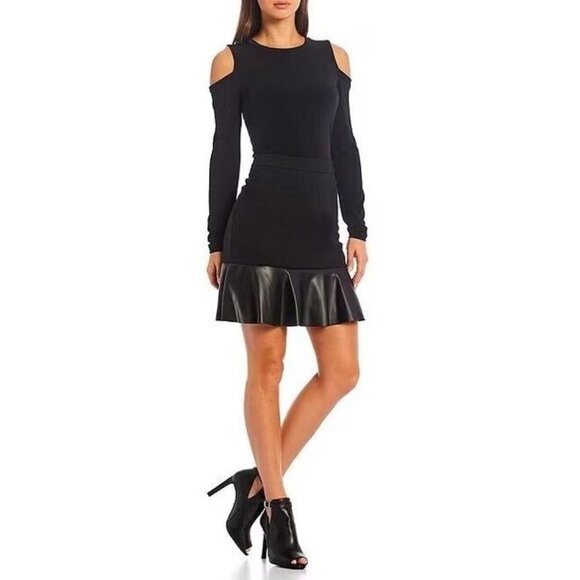 NEW! MICHAEL Michael Kors Women's XL Mixed-Media Flare Skirt In Cordovan NWT $98 - Picture 3 of 6